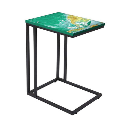 Designer Black C Shaped Table - Earth Map Nutcase