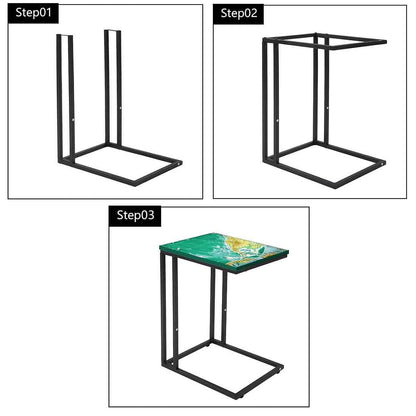 Designer Black C Shaped Table - Earth Map Nutcase