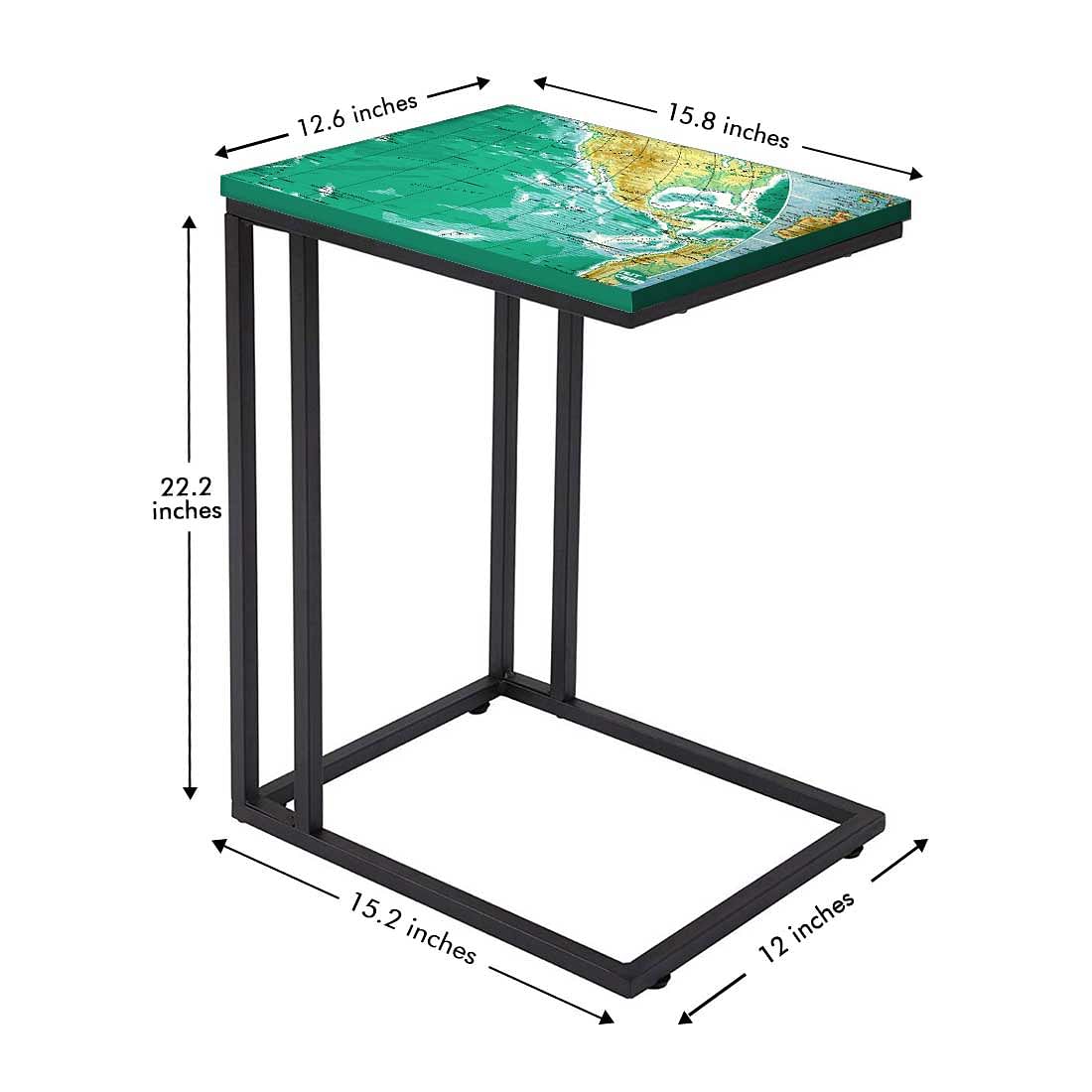 Designer Black C Shaped Table - Earth Map Nutcase