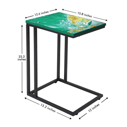 Designer Black C Shaped Table - Earth Map Nutcase