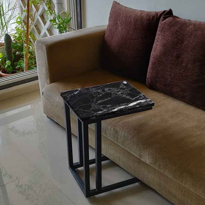 Marble C Metal Table -Digital Print - Not Real Marble -_Black Effect Nutcase