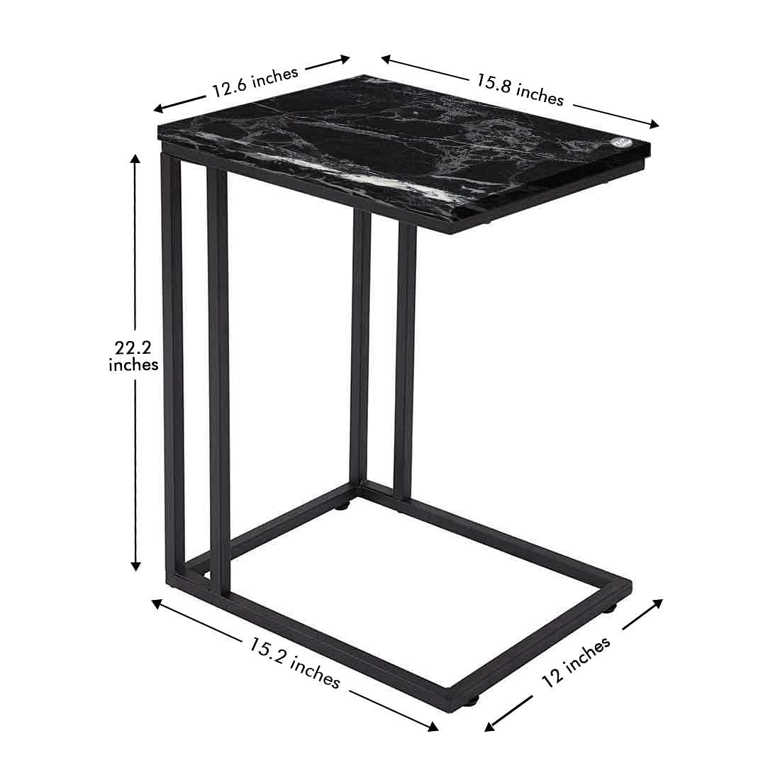 Marble C Metal Table -Digital Print - Not Real Marble -_Black Effect Nutcase