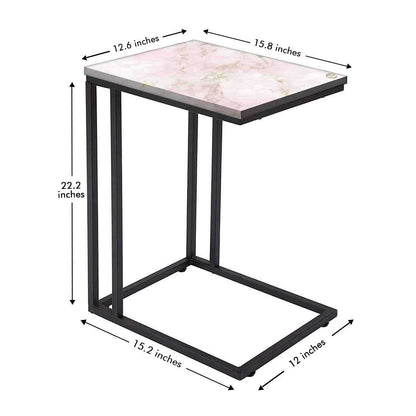 Marble C Shaped Table -Digital Print - Not Real Marble - Pink Effect Nutcase