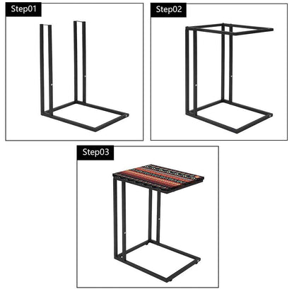 Nutcase Design C Shaped Side Table for Laptop Work on Sofa Couch-Study Breakfast Snack Serving End Tables -_Mexican Design Nutcase