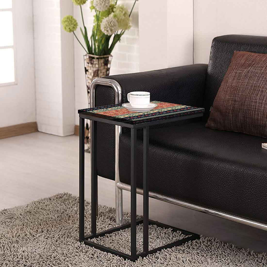 Black C Shaped Table For Sofa - Ethnic Design Nutcase