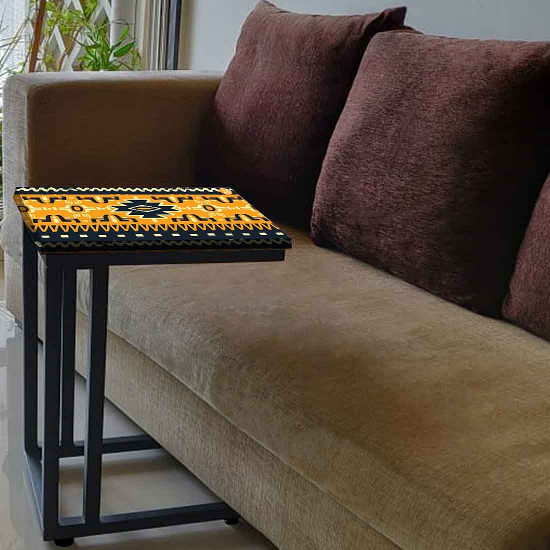 Metal C Shaped Table For Sofa - Beautiful Mexican Pattern Nutcase