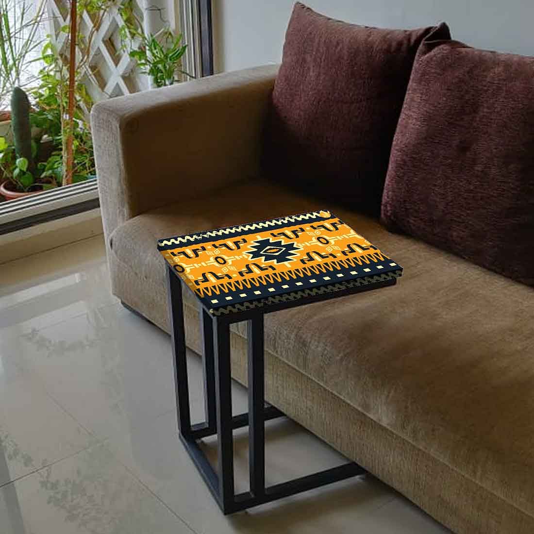 Metal C Shaped Table For Sofa - Beautiful Mexican Pattern Nutcase