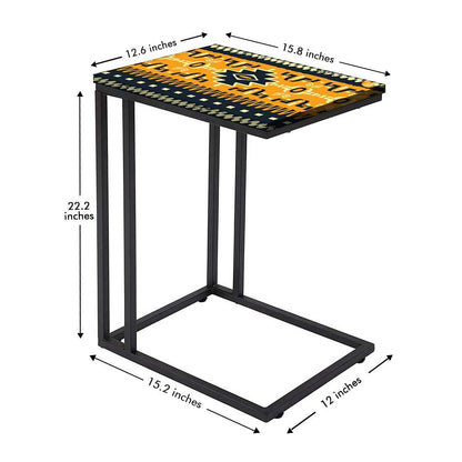 Metal C Shaped Table For Sofa - Beautiful Mexican Pattern Nutcase