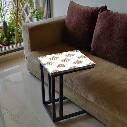 Floral C Shaped Table For Sofa - Ethnic Leaf Nutcase