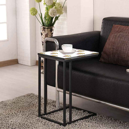 Floral C Shaped Table For Sofa - Ethnic Leaf Nutcase