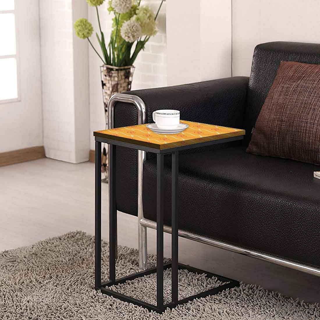 Designer Metal Sofa C Table - Ethnic Pattern Orange Nutcase