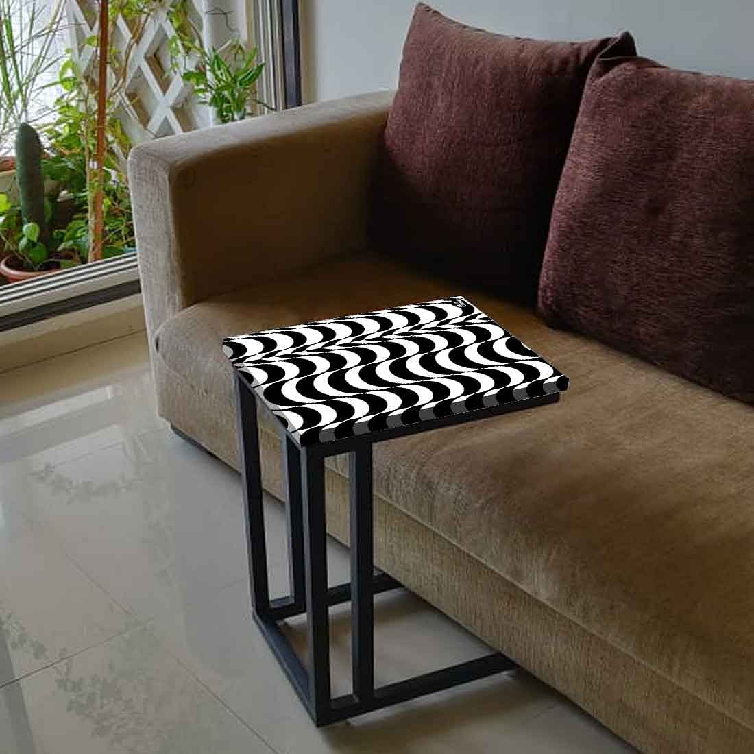Designer High-field C Table -White Black Waves Nutcase