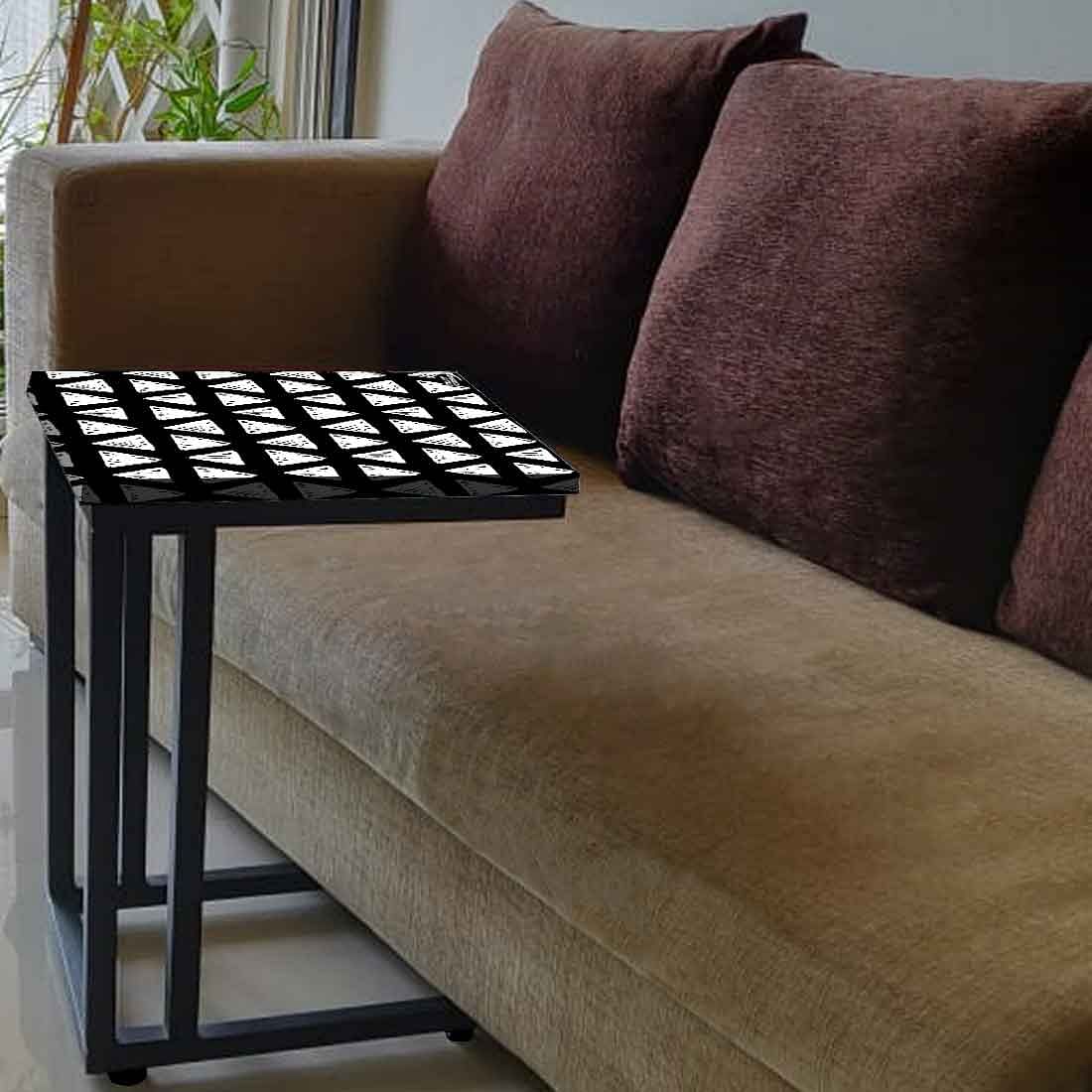 Black Metal Sofa Table -Mini White Triangle Nutcase