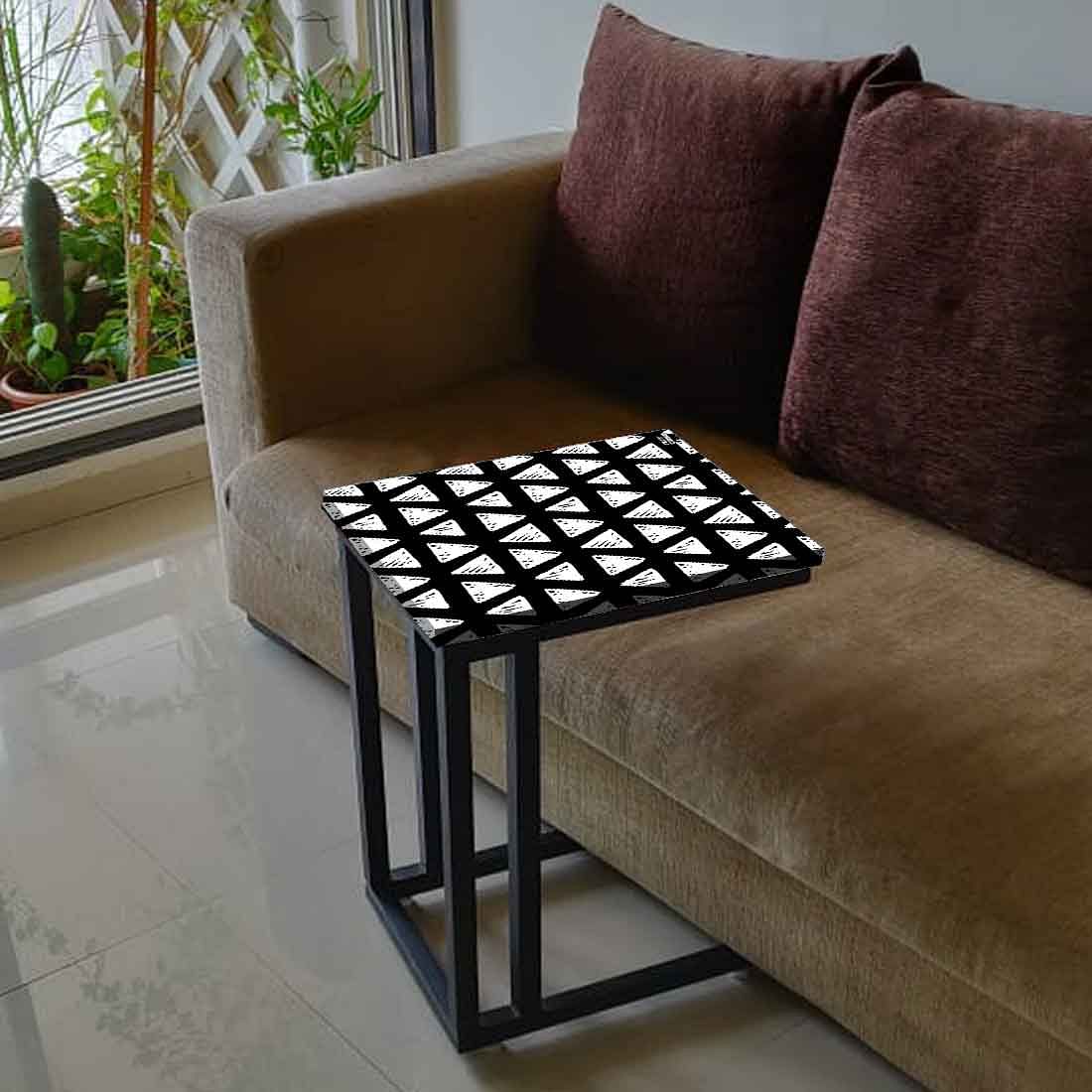 Black Metal Sofa Table -Mini White Triangle Nutcase