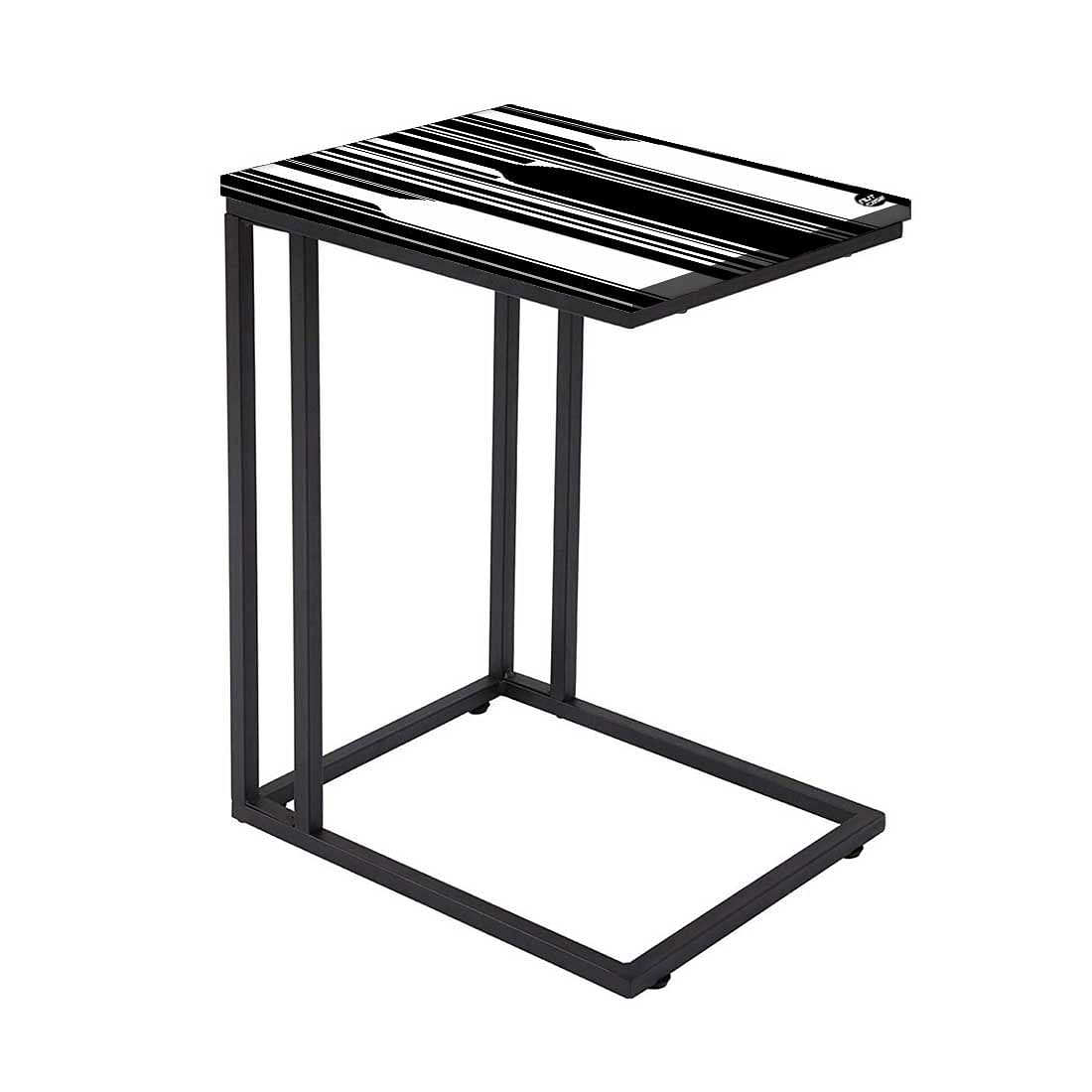 Designer Black C Side Table -Black White Pattern Nutcase