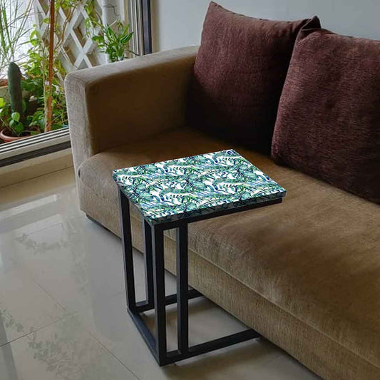 Designer Bedside C Table - Green Tropical Leaf Nutcase