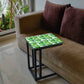 C Shaped End Table For Sofa - Green Tropical Leaf Nutcase