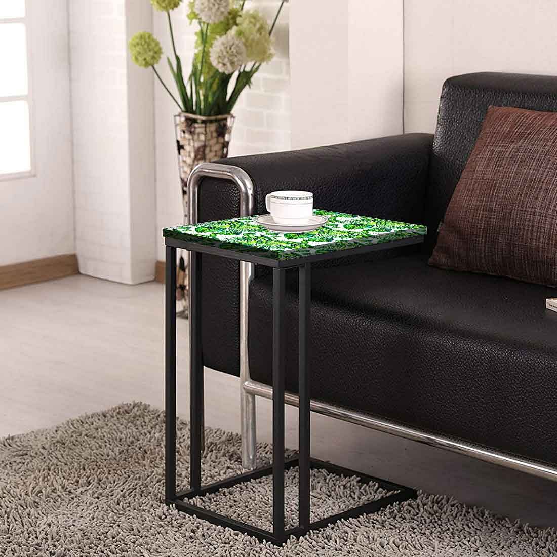 C Shaped End Table For Sofa - Green Tropical Leaf Nutcase