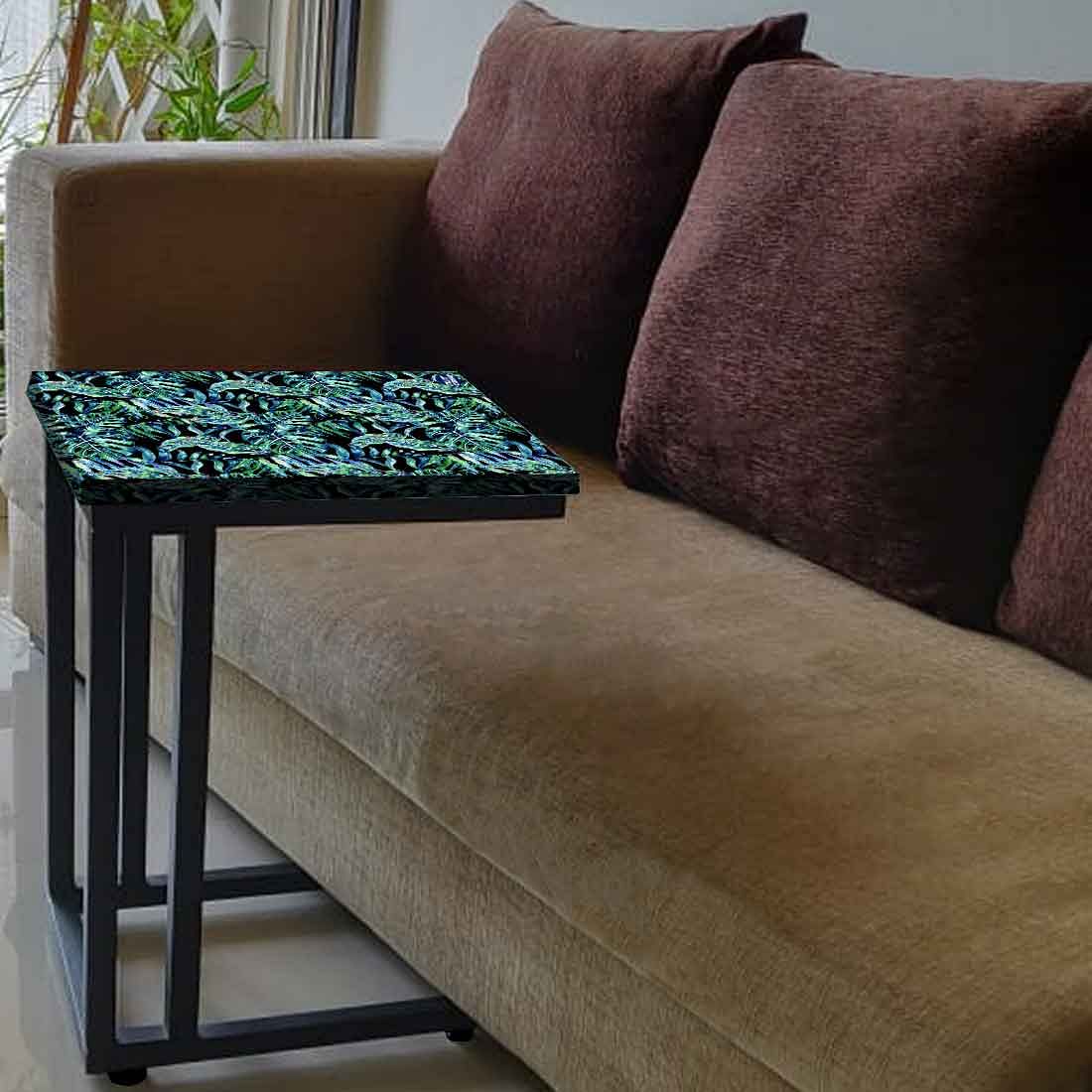 C Shaped End Table For Sofa - Dark Green Tropical Nutcase