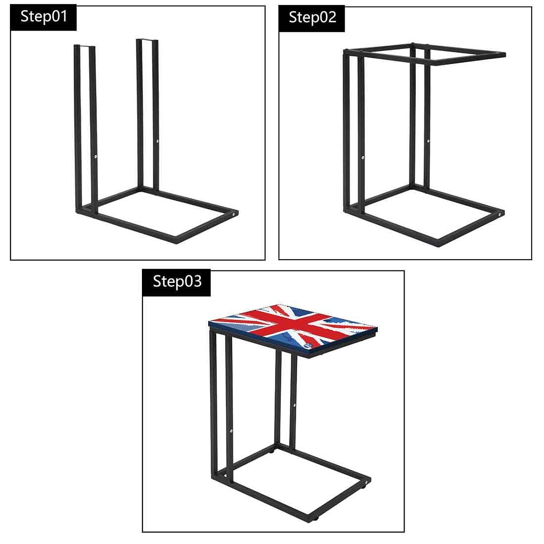 C Shaped End Table For Sofa - British Flag Nutcase