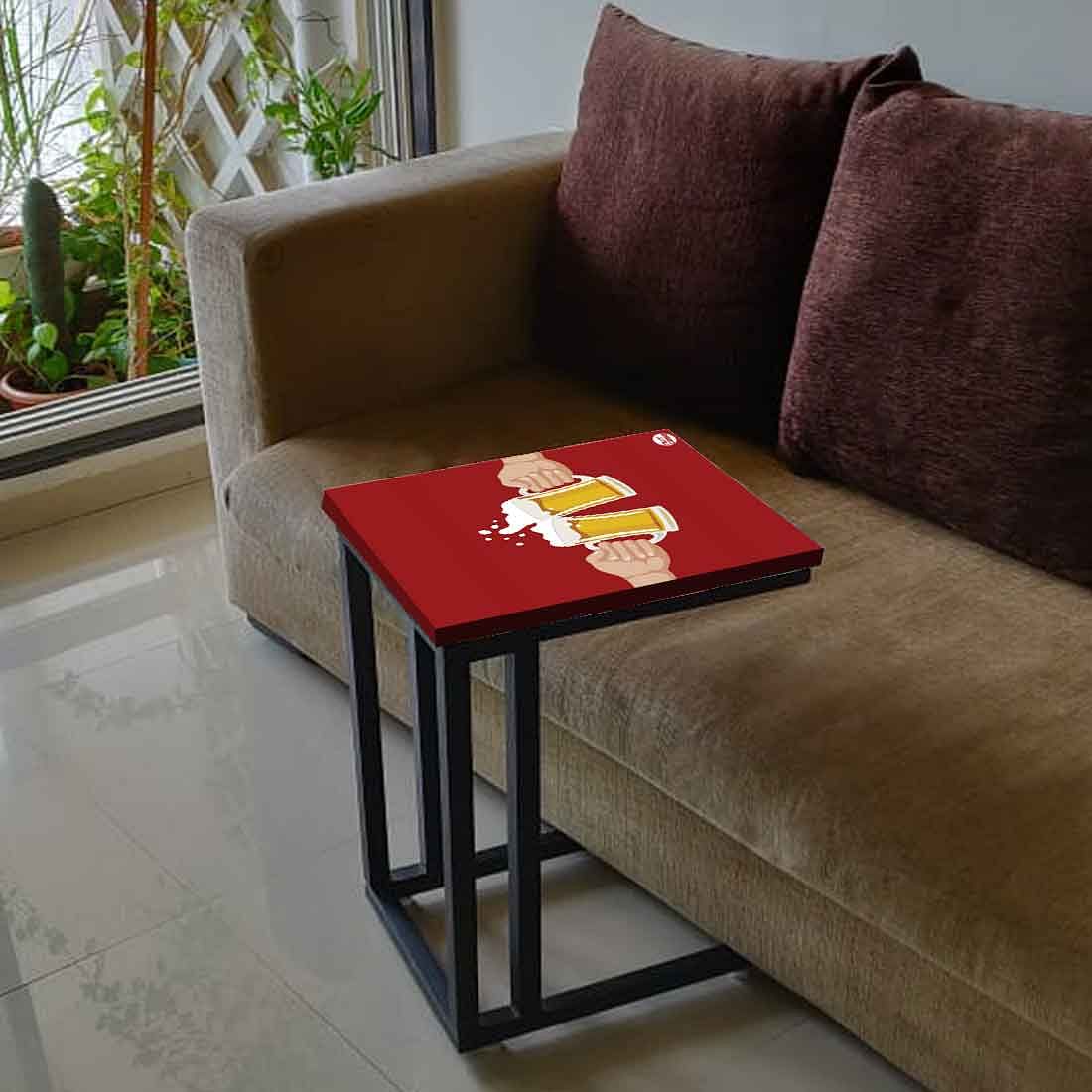 C Shaped Side Table For Sofa - Cheers to Beer Nutcase
