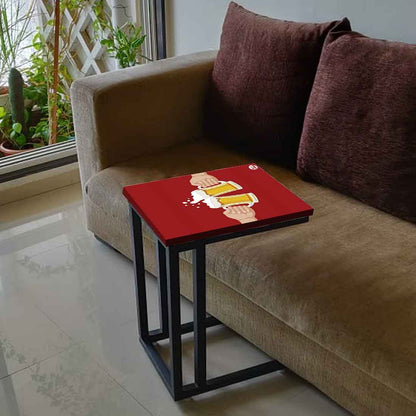 C Shaped Side Table For Sofa - Cheers to Beer Nutcase