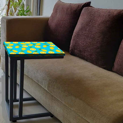 Beautiful Black Sofa Side C Table - Lime Lemon Pattern Nutcase