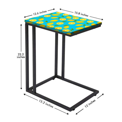 Beautiful Black Sofa Side C Table - Lime Lemon Pattern Nutcase