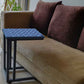 C Shaped Bedside Table For Sofa - Blue Retro Pattern Nutcase