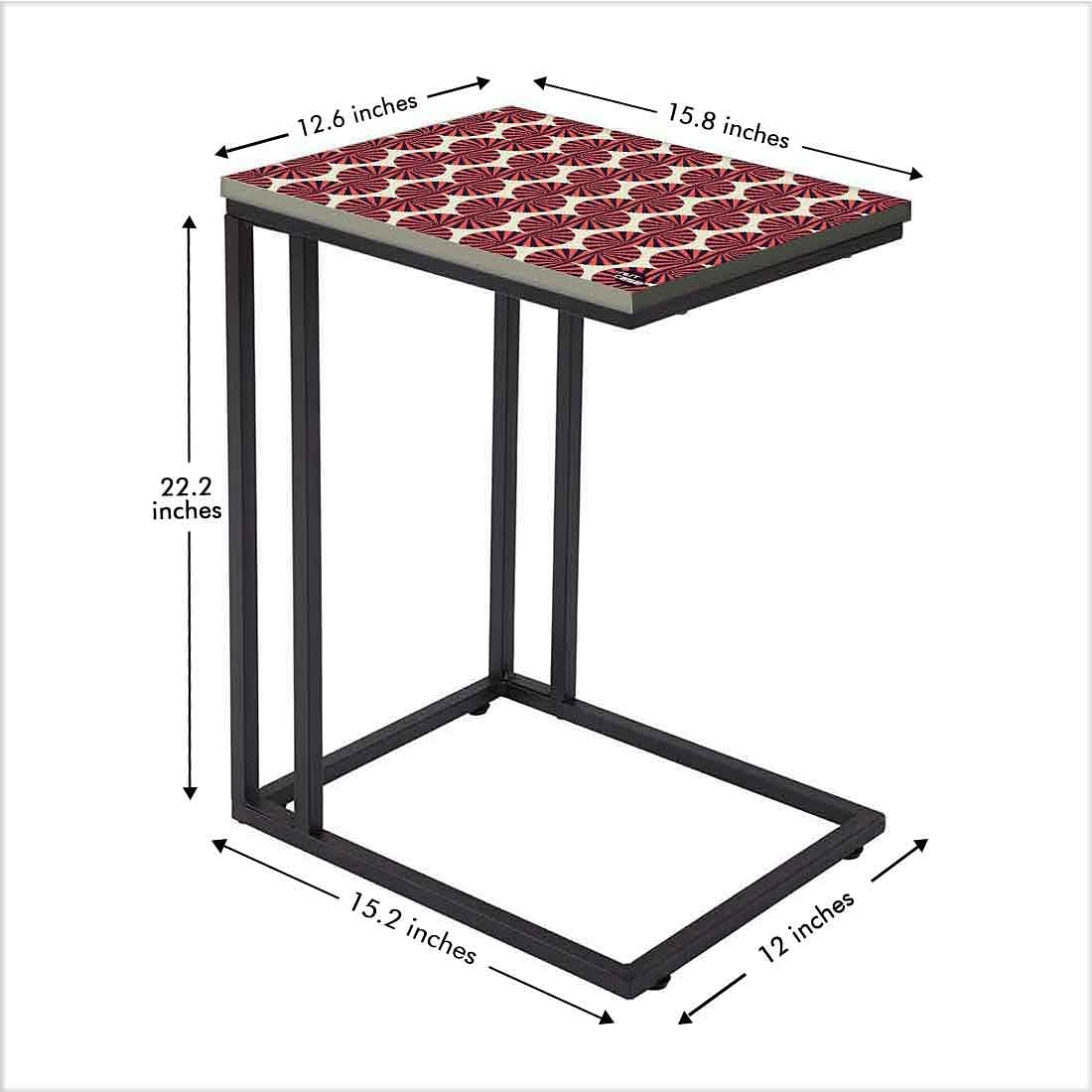 C Shaped Sofa Table - Brown Retro Pattern Nutcase