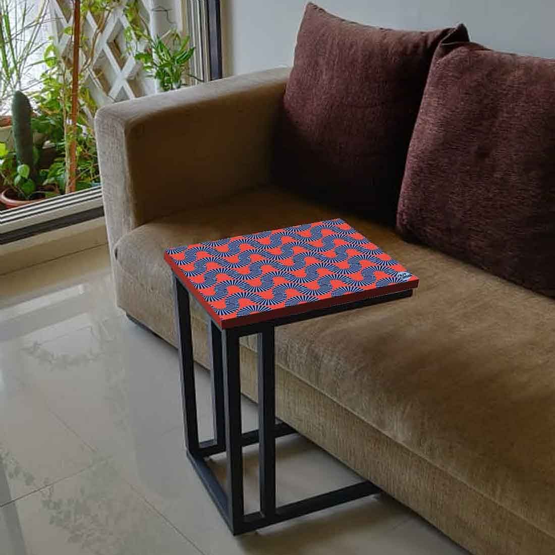 C Shaped End Table For Sofa - Orange Retro Pattern Nutcase