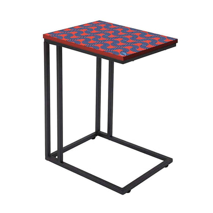 C Shaped End Table For Sofa - Orange Retro Pattern Nutcase