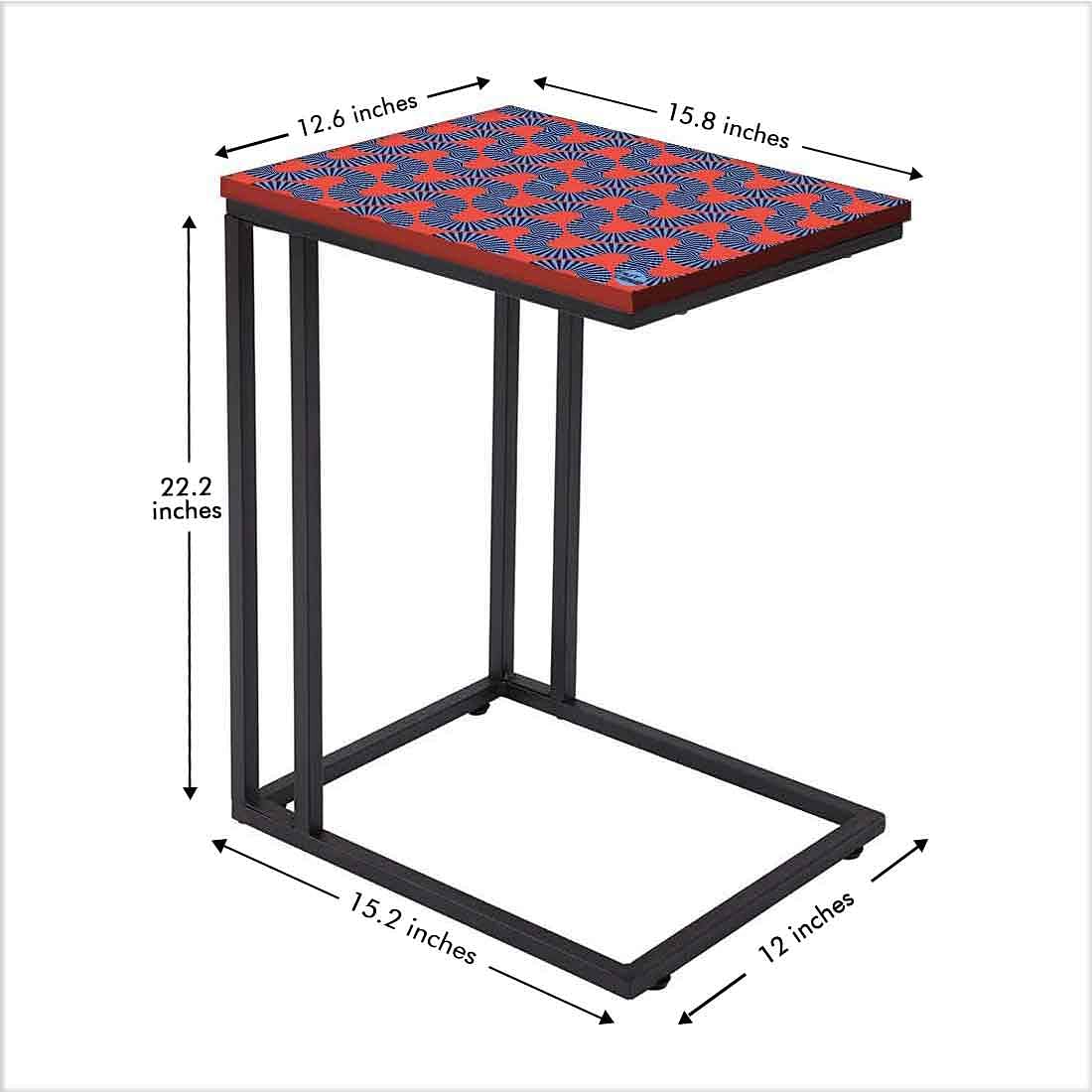 C Shaped End Table For Sofa - Orange Retro Pattern Nutcase