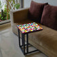 C Shaped Side Table For Sofa - Colorful Circle Pattern Nutcase
