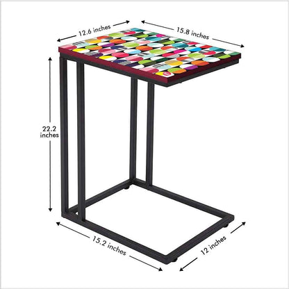 C Shaped Side Table For Sofa - Colorful Circle Pattern Nutcase