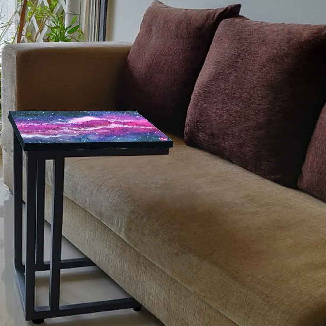 Beautiful Black C Shaped Table - Space Purple Watercolor Nutcase