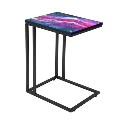 Beautiful Black C Shaped Table - Space Purple Watercolor Nutcase