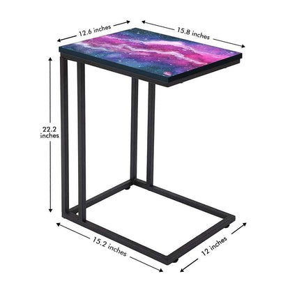 Beautiful Black C Shaped Table - Space Purple Watercolor Nutcase