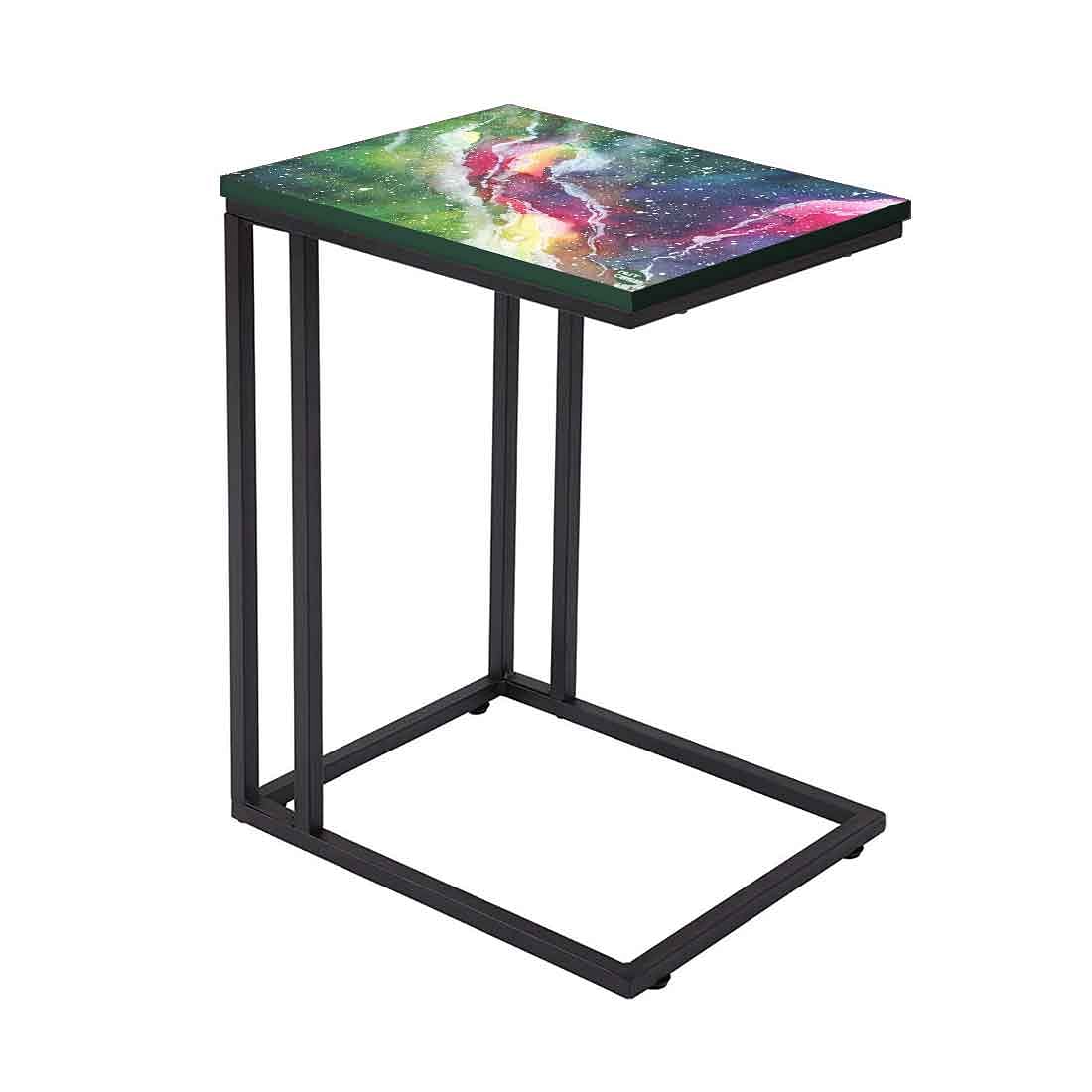 New C Shaped End Table - Space Green Watercolor Nutcase