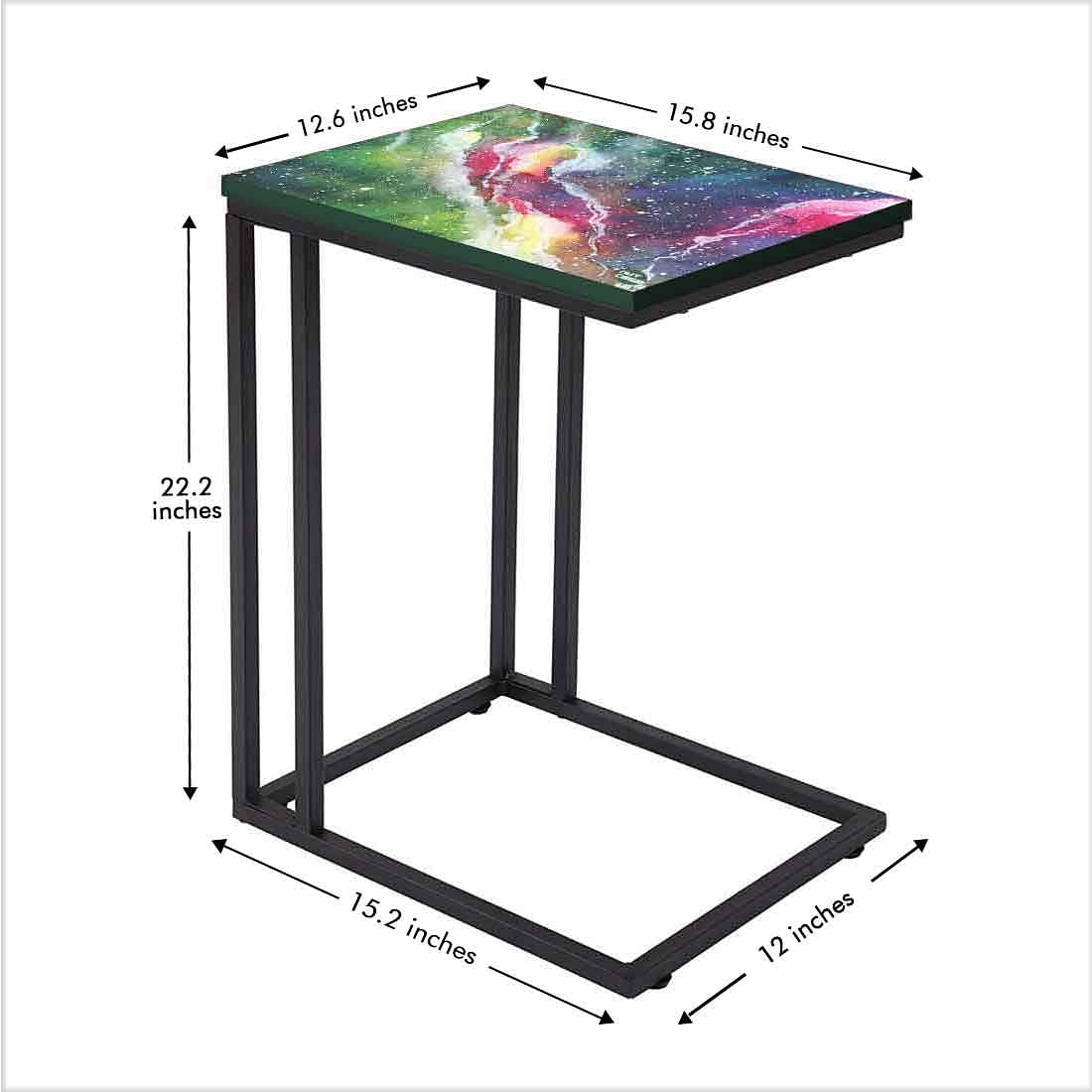 New C Shaped End Table - Space Green Watercolor Nutcase