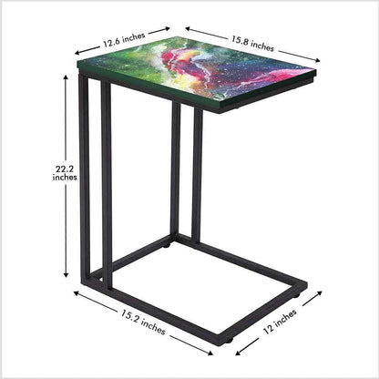 New C Shaped End Table - Space Green Watercolor Nutcase