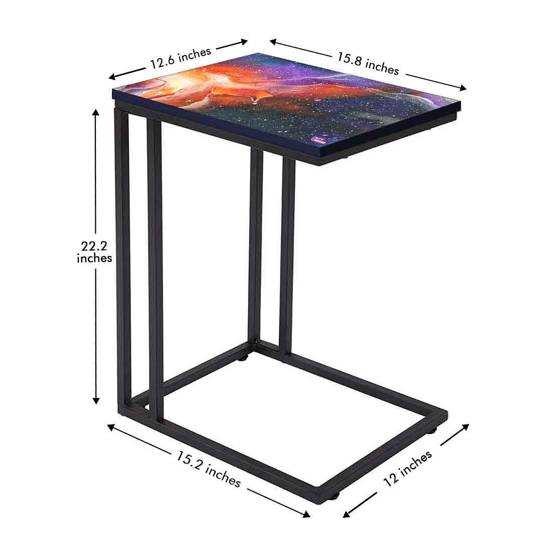 Beautiful C Shaped End Table - Space Multi Watercolor Nutcase