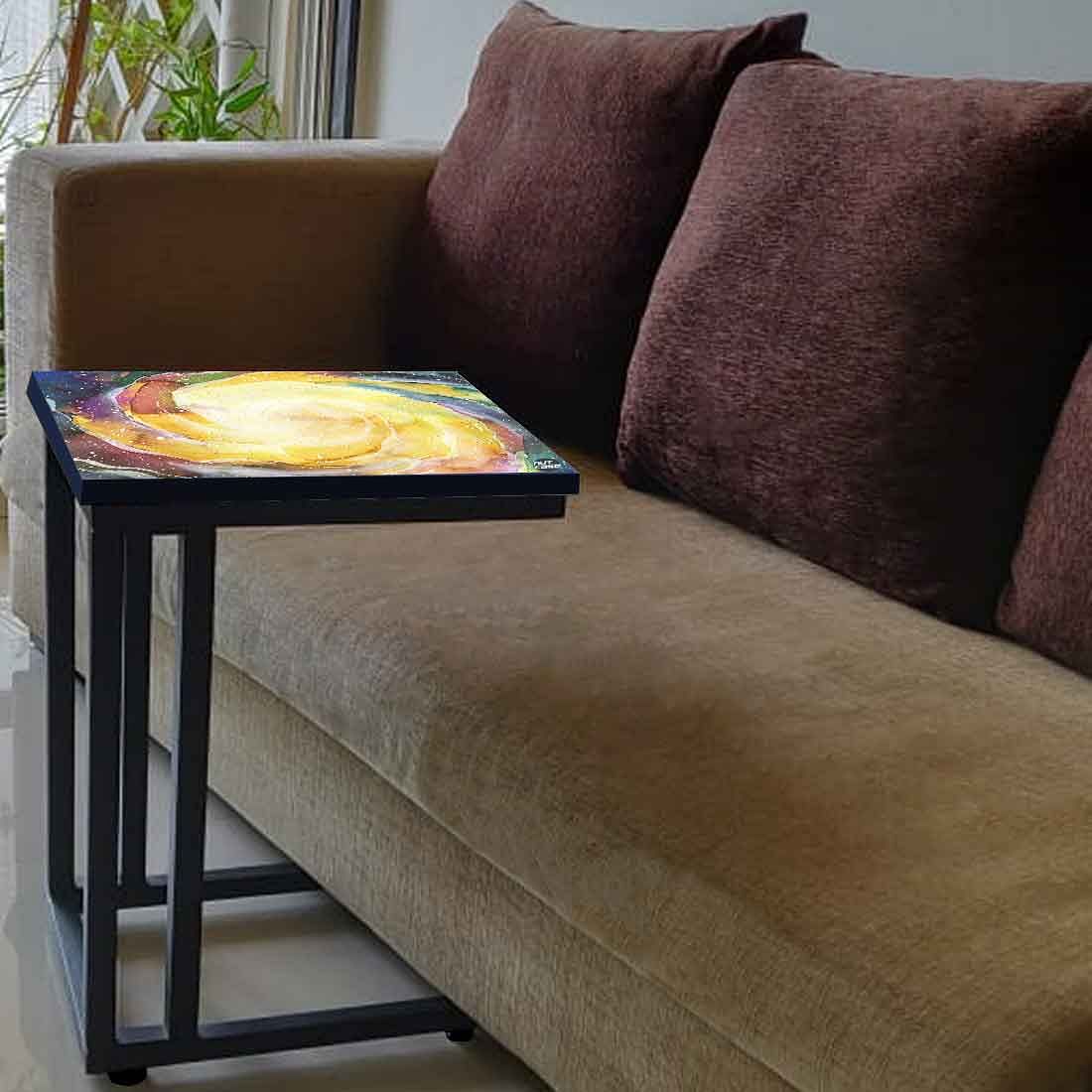 New C Shaped End Table - Space Yellow Watercolor Nutcase