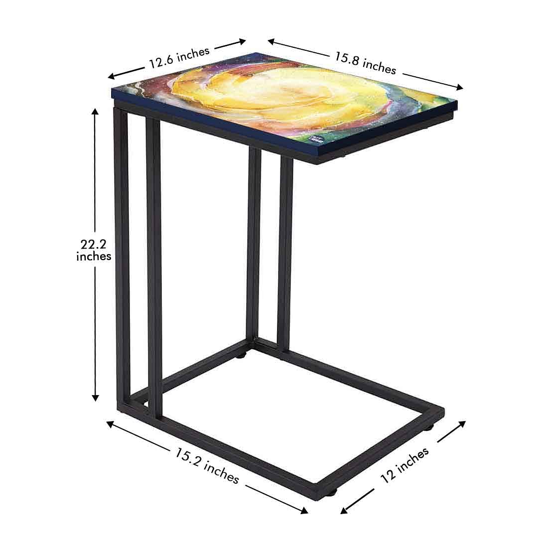 New C Shaped End Table - Space Yellow Watercolor Nutcase