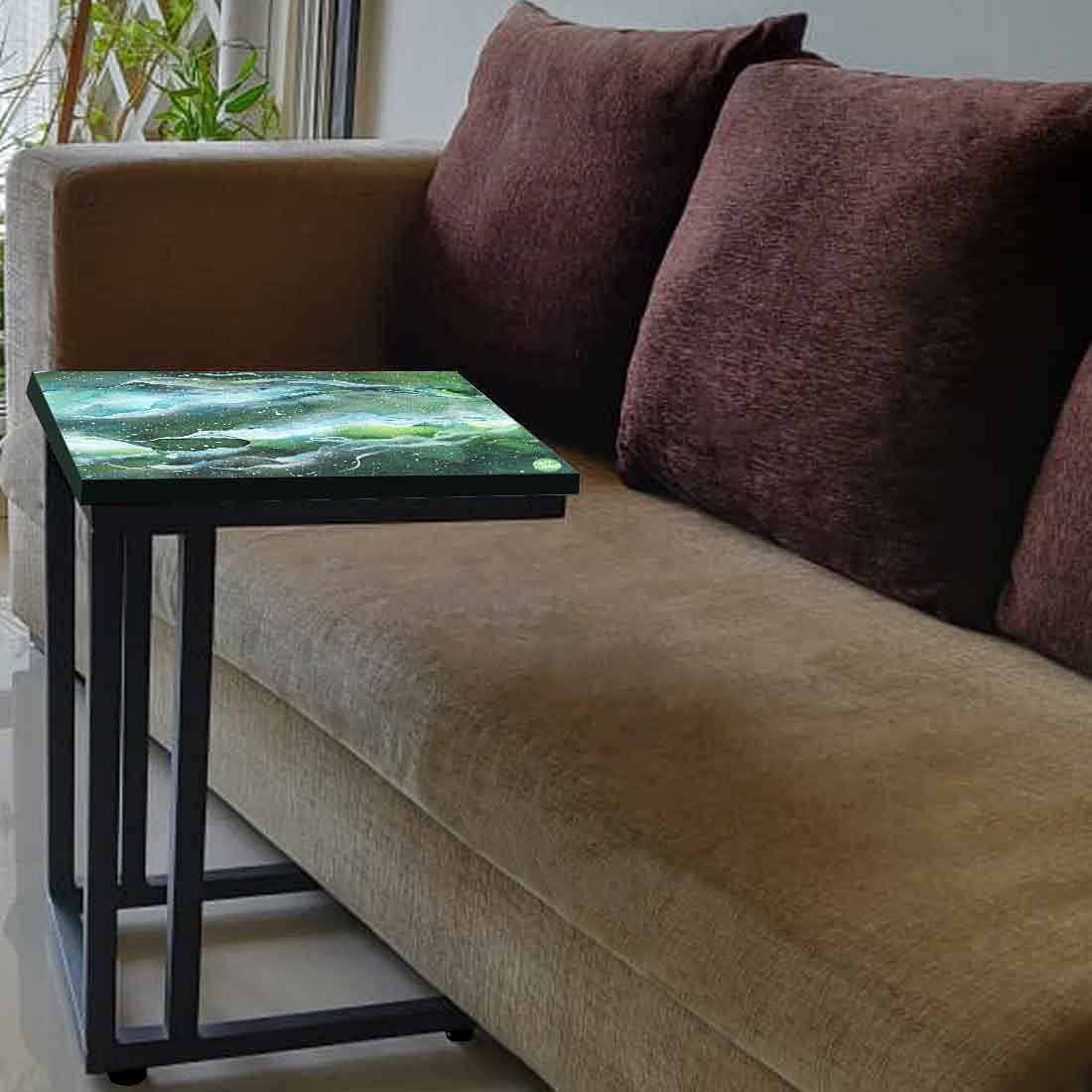 Designer C Sofa Side Table  - Space Dark Green Watercolor Nutcase