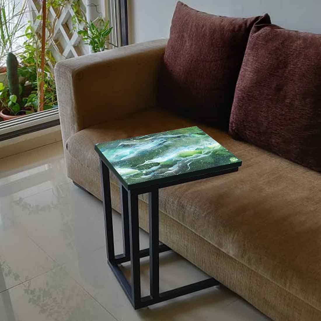 Designer C Sofa Side Table  - Space Dark Green Watercolor Nutcase