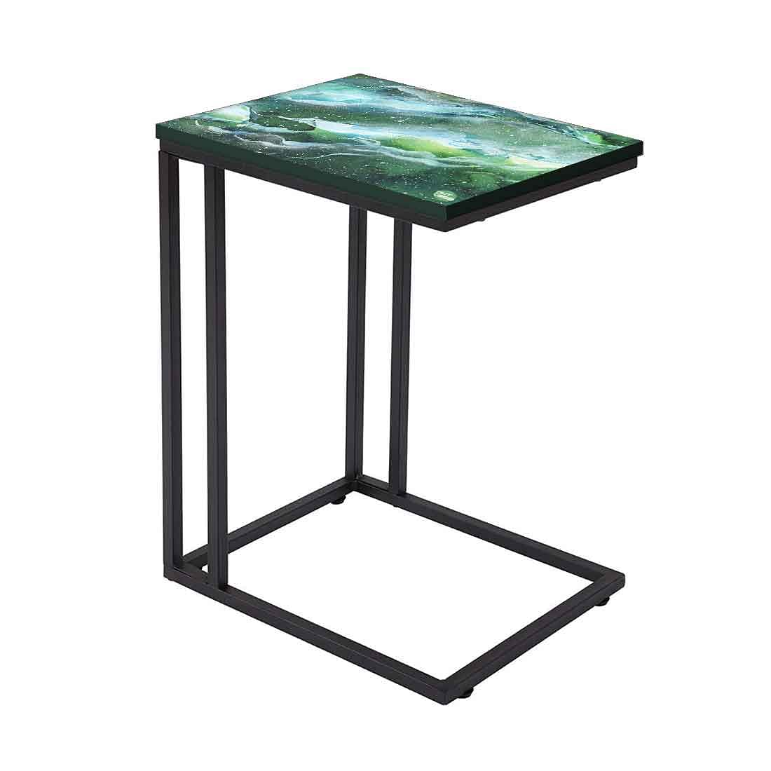 Designer C Sofa Side Table  - Space Dark Green Watercolor Nutcase