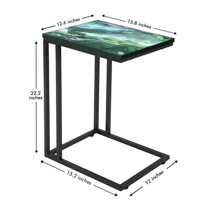 Designer C Sofa Side Table  - Space Dark Green Watercolor Nutcase