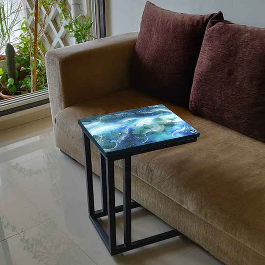 C End-Table Table For Sofa - Dark Blue Watercolor Nutcase