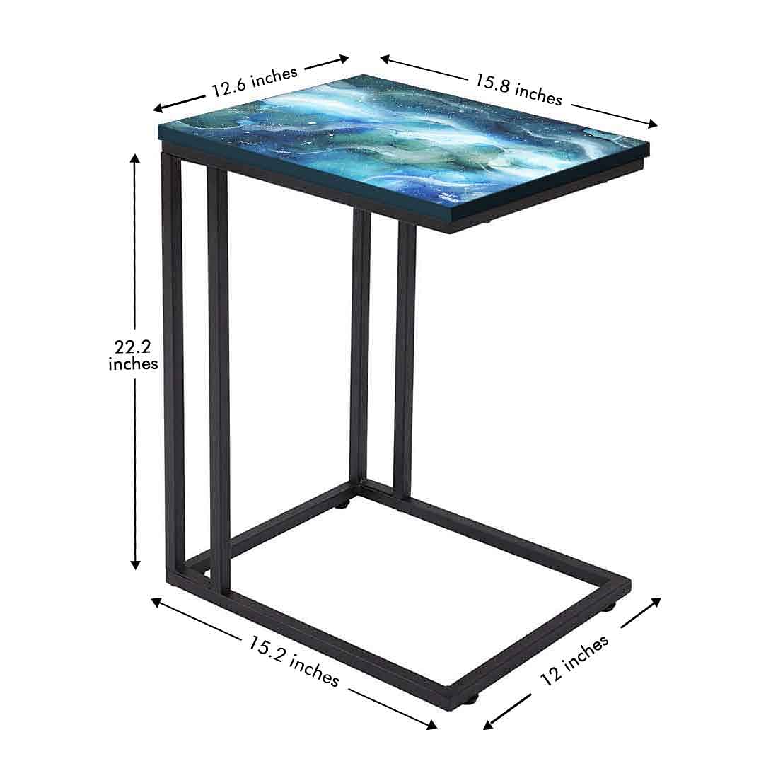 C End-Table Table For Sofa - Dark Blue Watercolor Nutcase